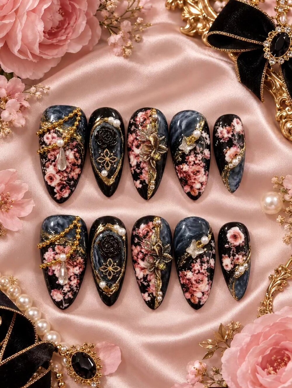 Dark Rose Press-On Nails